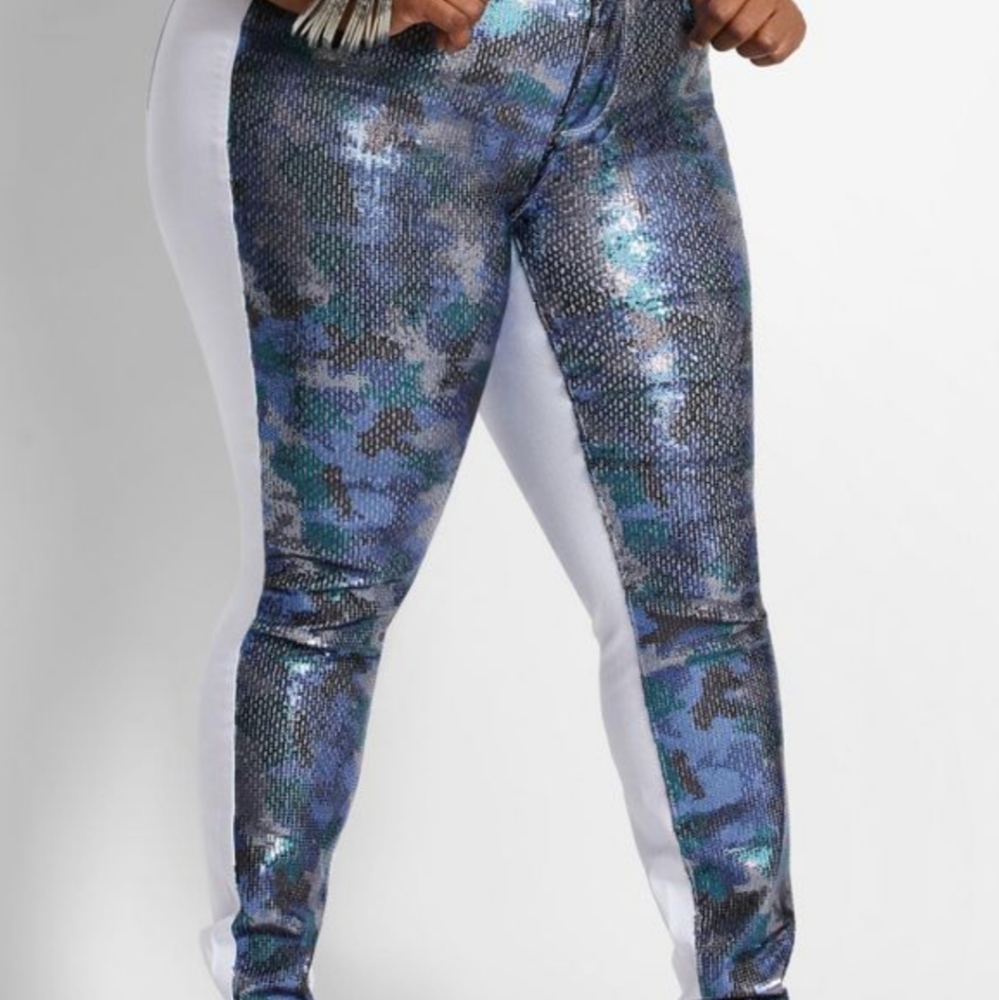Ashley stewart sequin camouflage pants